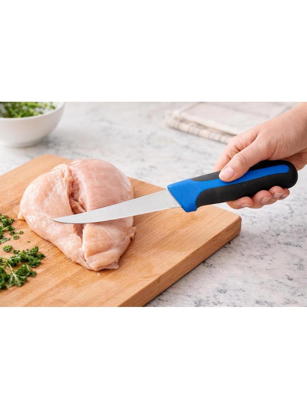 Winco 6” Boning Knife – German Steel Commercial Grade Soft Grip Handle – NSF New